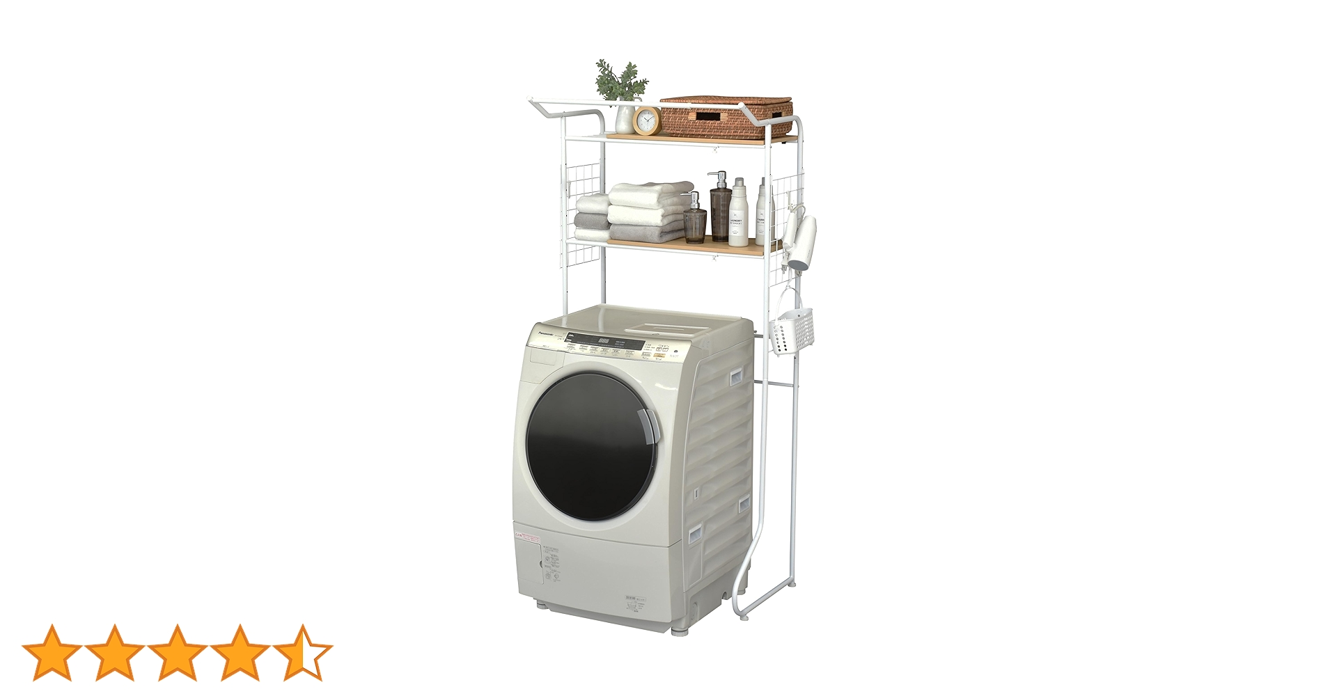 【開封済み、新品未使用】ekans ランドリーラック ホワイト Amazon｜ekans(エカンズ) 棚付きランドリーラック LSH-530W 棚3